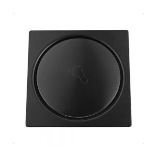 Ralo Click Banheiro 10x10cm com Veda Cheiro Preto Fosco Black Matte