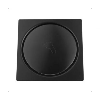 Ralo Click Banheiro 10x10cm com Veda Cheiro Preto Fosco Black Matte
